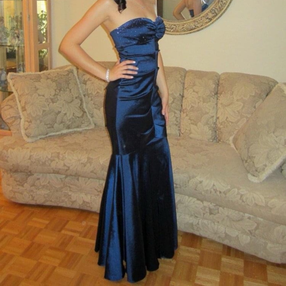 Blue wedding prom dress